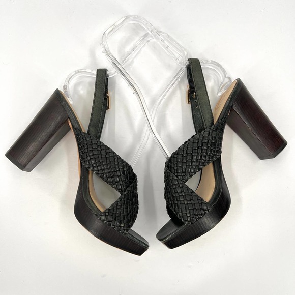VINCE CAMUTO Signature Sandals Women 8.5 Green Paloma Braided Leather Block Heel - Picture 6 of 11
